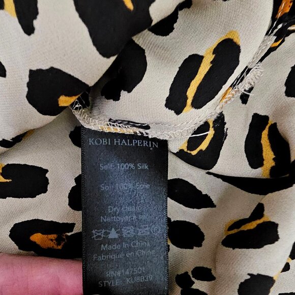 Kobi Halperin Leopard Print Off-Shoulder Ruffle Sleeve Blouse M - Picture 6 of 8